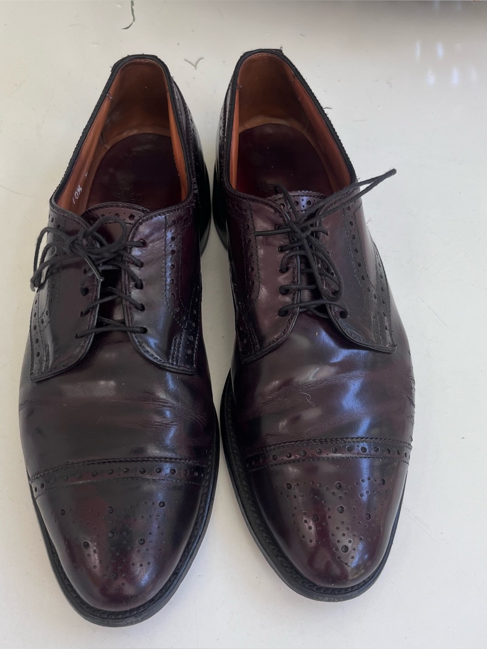 Allen Edmonds Sanford Men’s 10.5D Burgundy Lthr Dress Shoes Cap Toe Derby Oxford